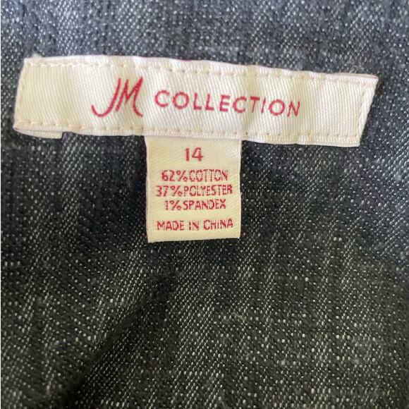 JM Collection Women Jacket 14 Blue Chambray Soft Denim Decorative Trim Blazer - Picture 2 of 12